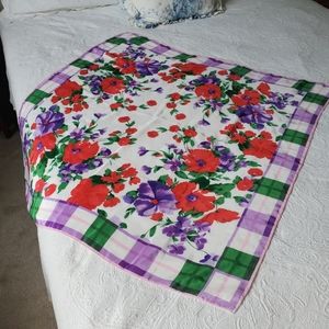 Polisil Crepe Vintage Poppy & Purple Violet Scarf